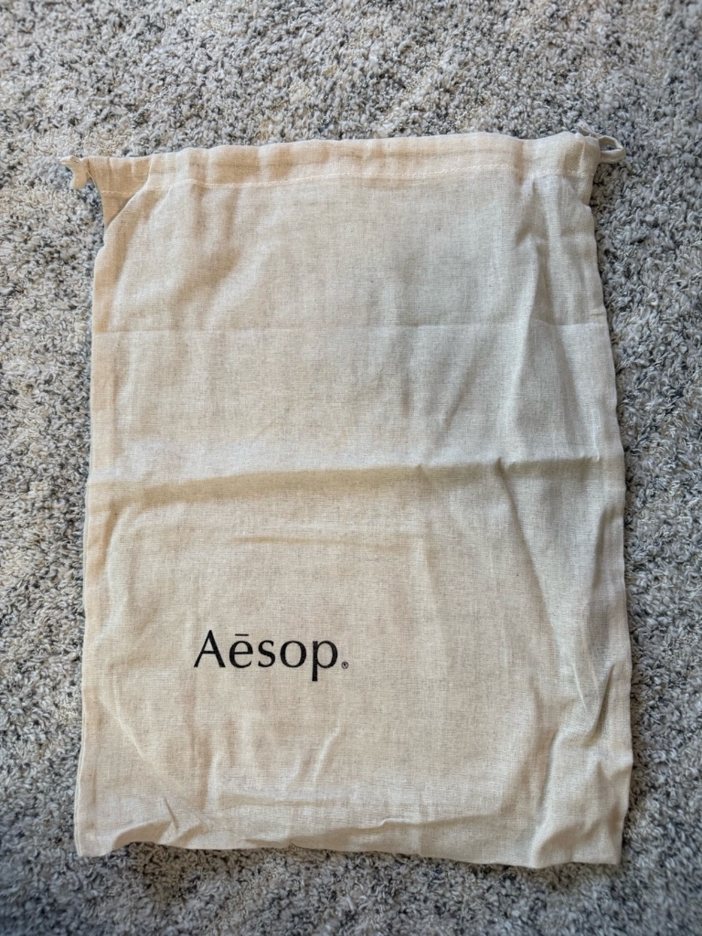 New never used Aesop Beige Drawstring Dust Bag